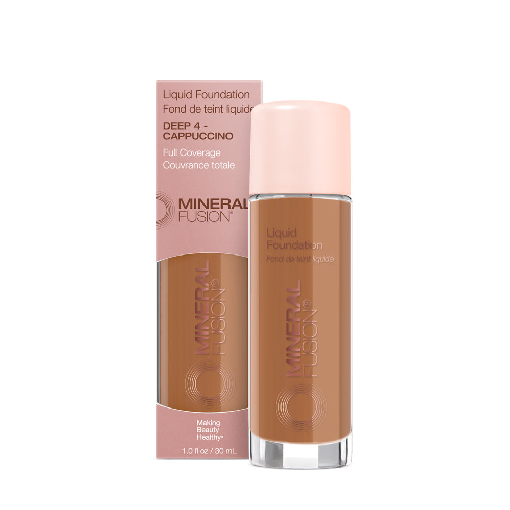 Mineral Fusion Liquid Mineral Foundation, Matte Finish with Pomegranate and White Tea, 23 Shades, 30ml - Deep 4