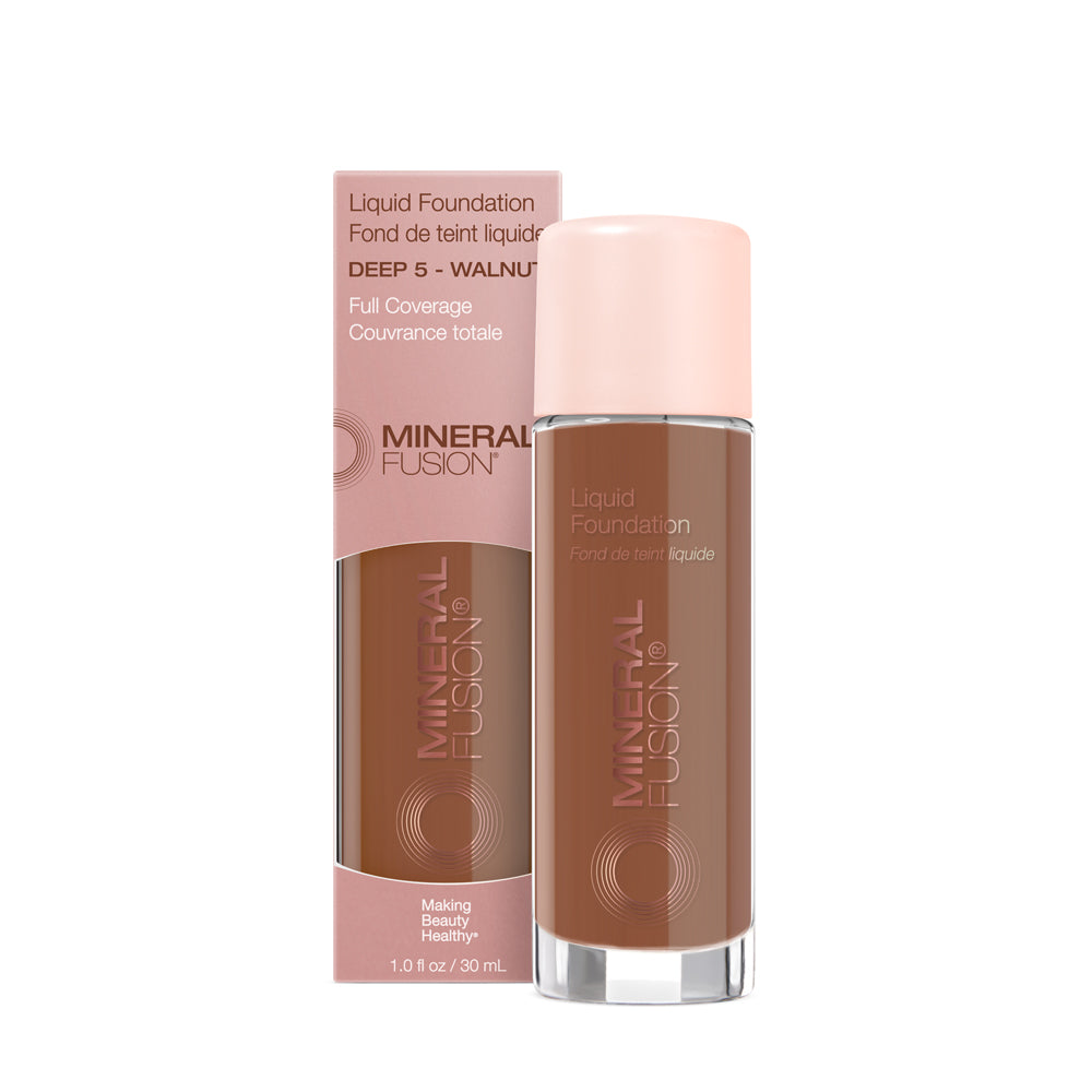 Mineral Fusion Liquid Mineral Foundation, Matte Finish with Pomegranate and White Tea, 23 Shades, 30ml - Deep 5