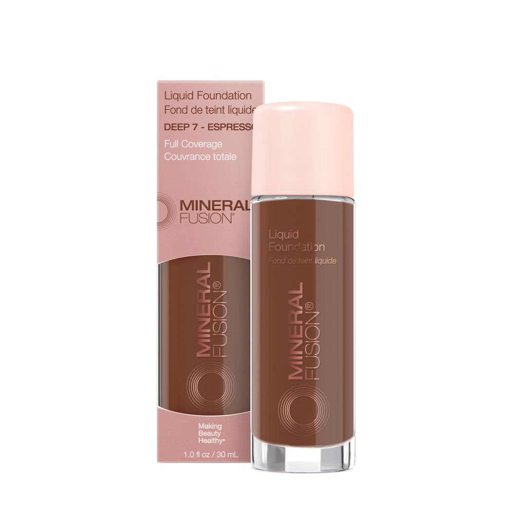 Mineral Fusion Liquid Mineral Foundation, Matte Finish with Pomegranate and White Tea, 23 Shades, 30ml - Deep 7