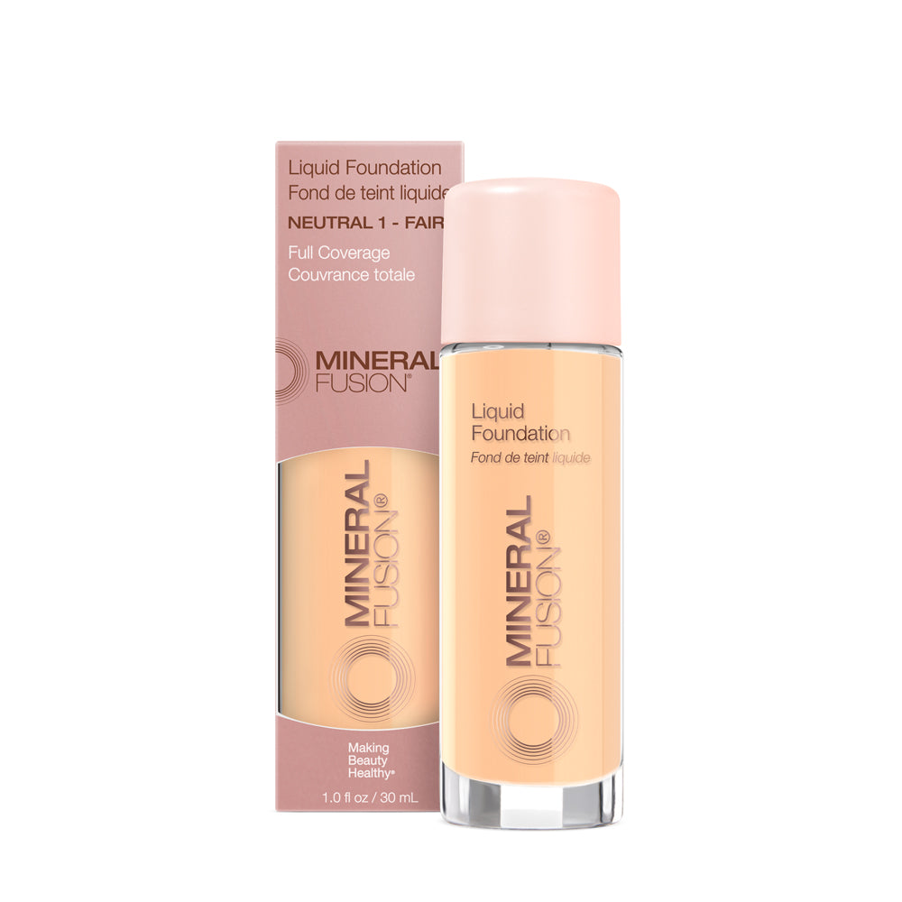 Mineral Fusion Liquid Mineral Foundation, Matte Finish with Pomegranate and White Tea, 23 Shades, 30ml - Neutral 1