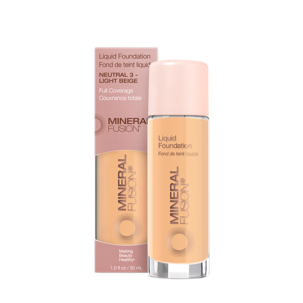 Mineral Fusion Liquid Mineral Foundation, Matte Finish with Pomegranate and White Tea, 23 Shades, 30ml - Neutral 3
