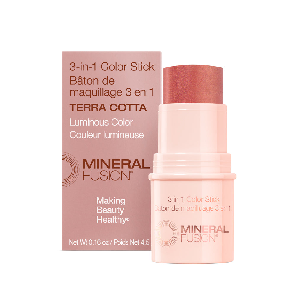 Mineral Fusion 3-in-1 Color Stick for Cheeks, Eyes and Lips with Shea Butter and Jojoba, 4 Shades, 4.5g - Terra Cotta