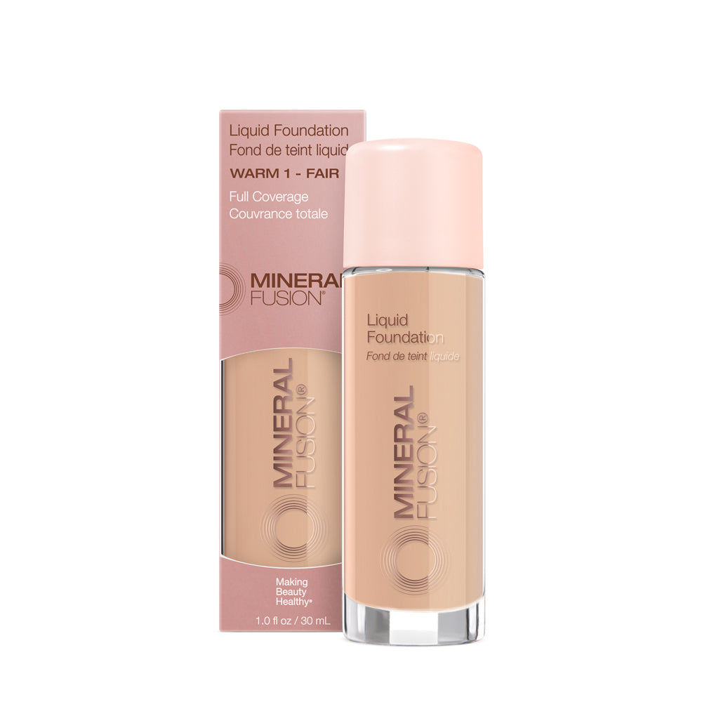Mineral Fusion Liquid Mineral Foundation, Matte Finish with Pomegranate and White Tea, 23 Shades, 30ml - Warm 1