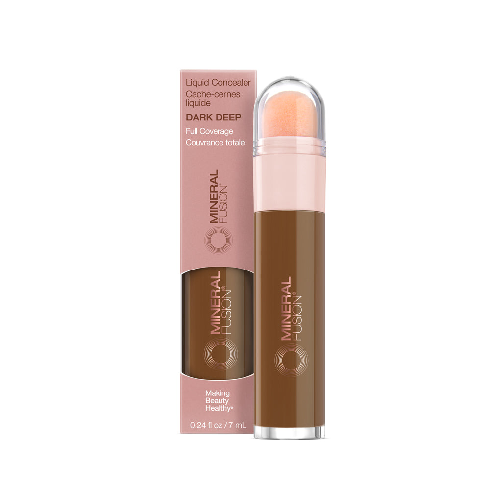 Mineral Fusion Liquid Concealer with Jojoba, Shea and Hyaluronic Acid, Brightening, Correcting and 5 Shades, 7ml - Dark Deep