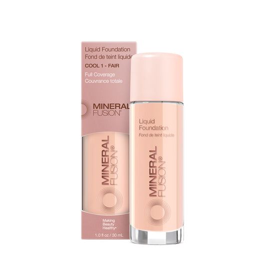 Mineral Fusion Liquid Mineral Foundation, Matte Finish with Pomegranate and White Tea, 23 Shades, 30ml - Cool 1
