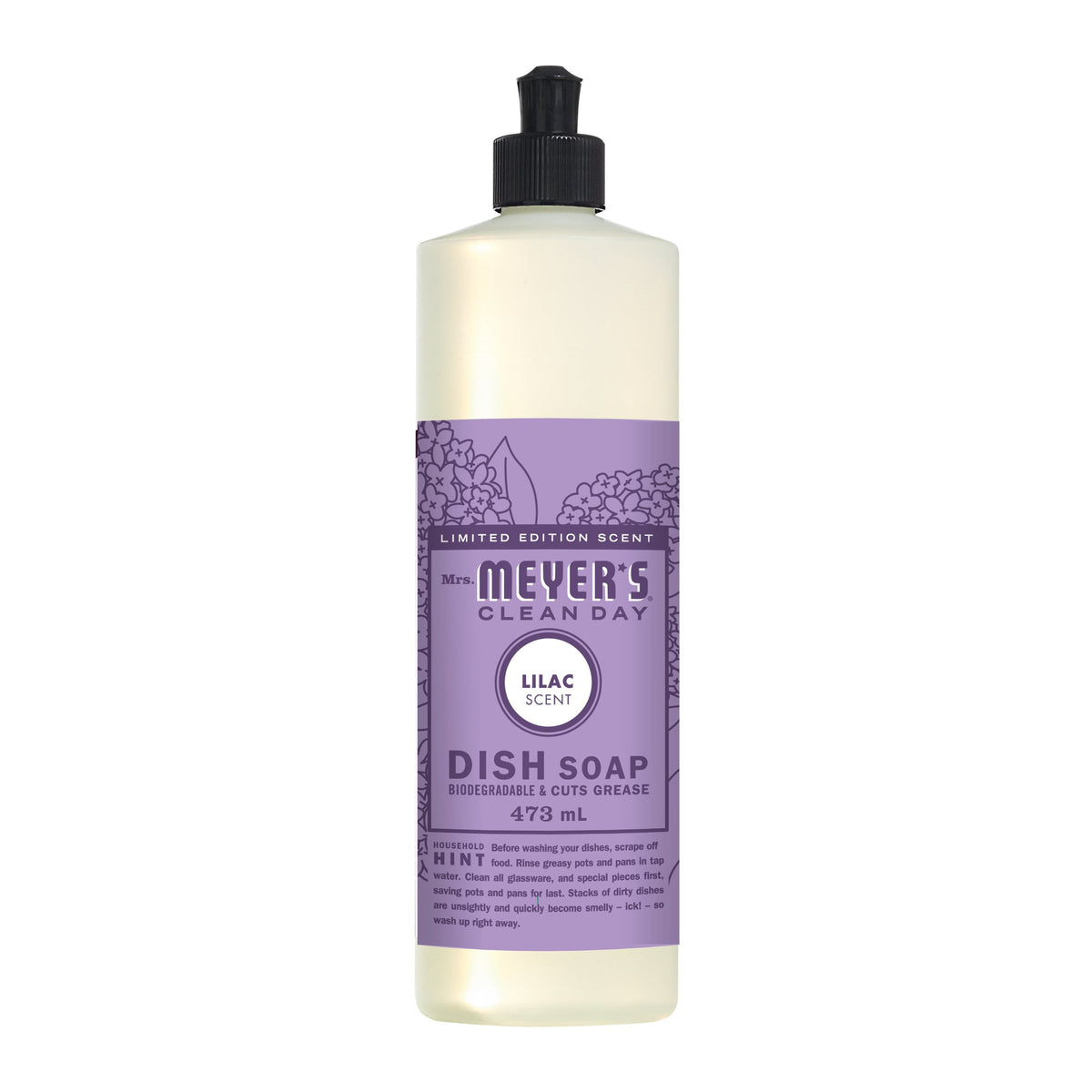 Mrs. Meyer's Clean Day Liquid Dish Soap, 22 Garden Scents, 473ml - Lilac