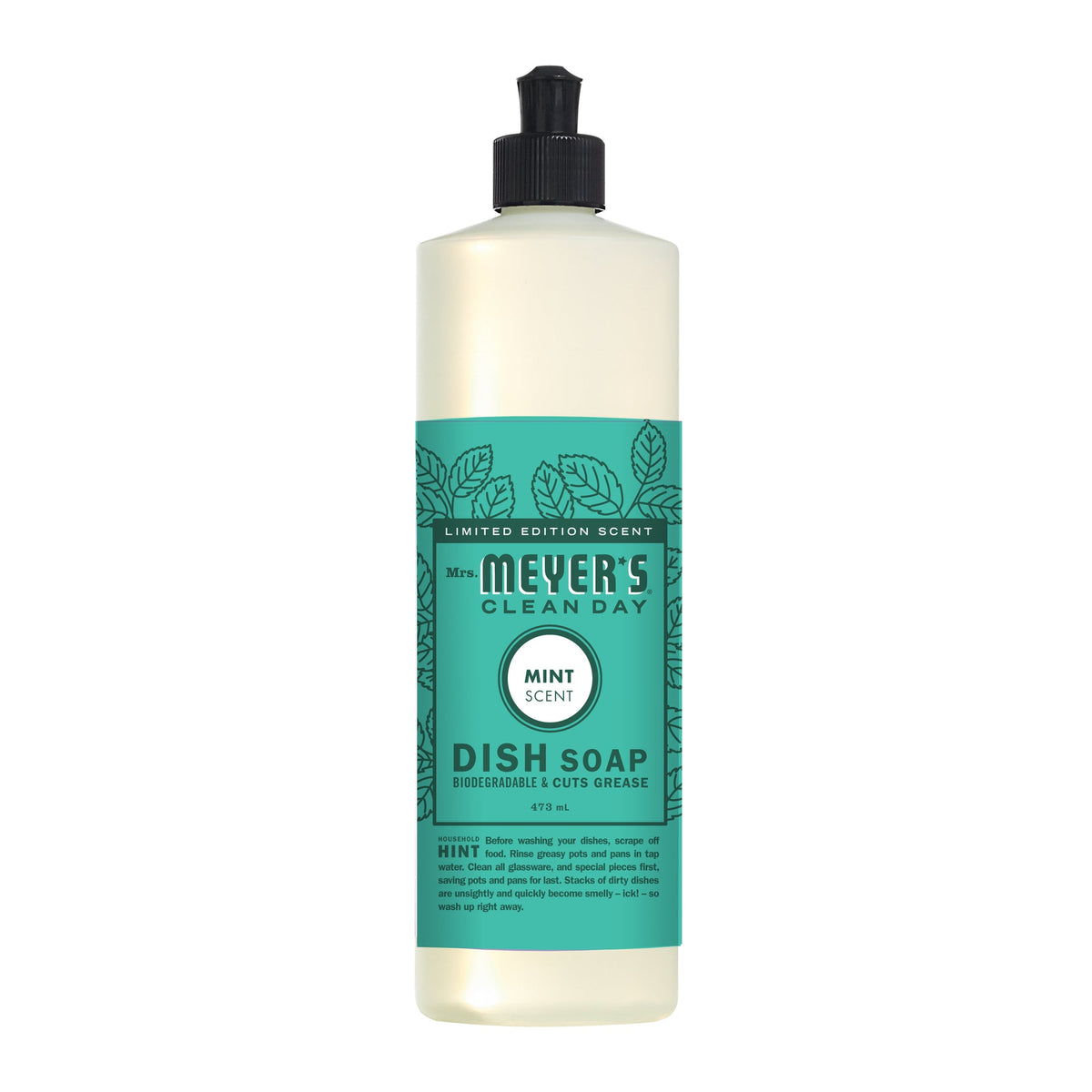 Mrs. Meyer's Clean Day Liquid Dish Soap, 22 Garden Scents, 473ml - Mint