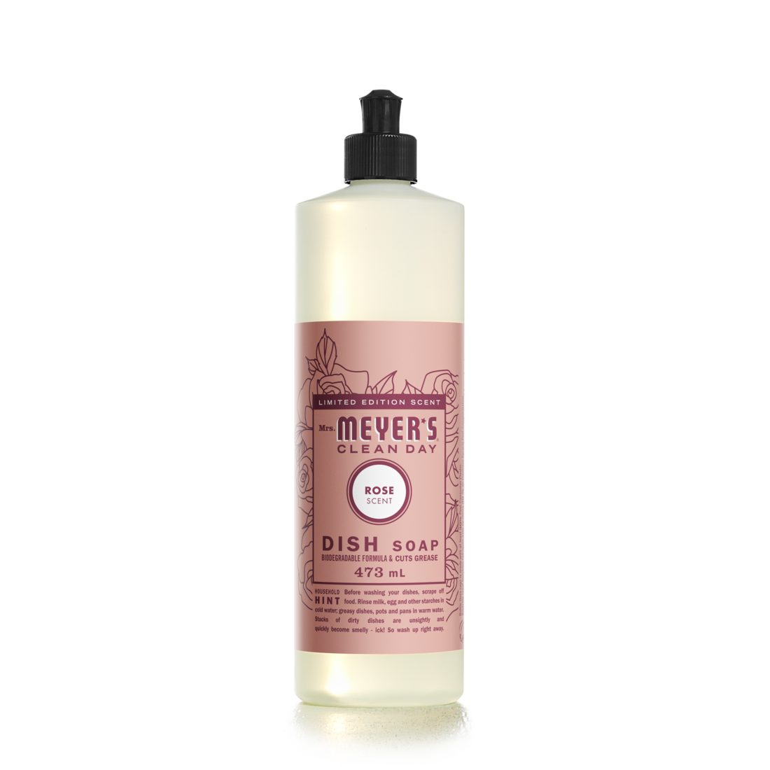 Mrs. Meyer's Clean Day Liquid Dish Soap, 22 Garden Scents, 473ml - Rose
