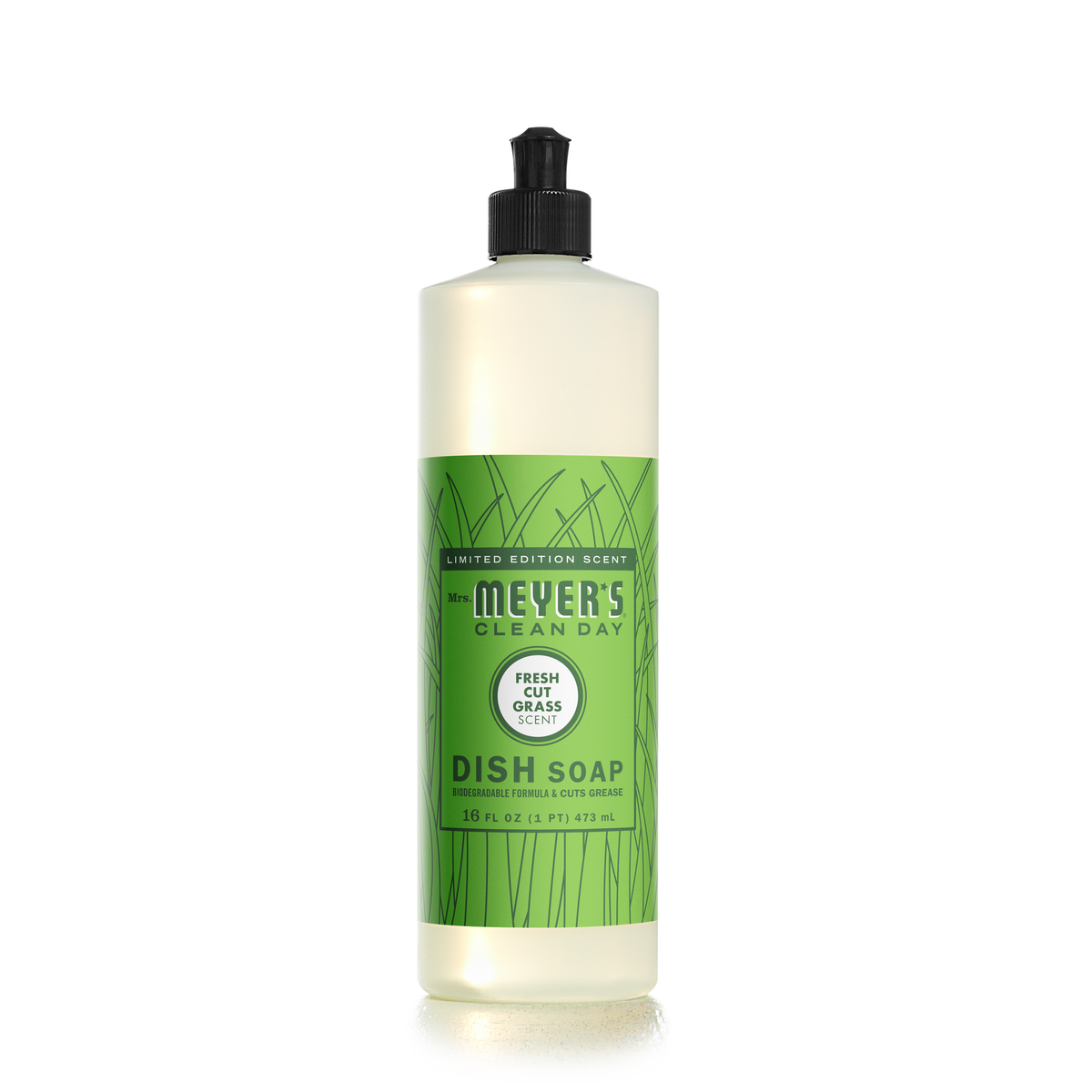 Mrs. Meyer's Clean Day Liquid Dish Soap, 22 Garden Scents, 473ml - Fresh Cut Grass