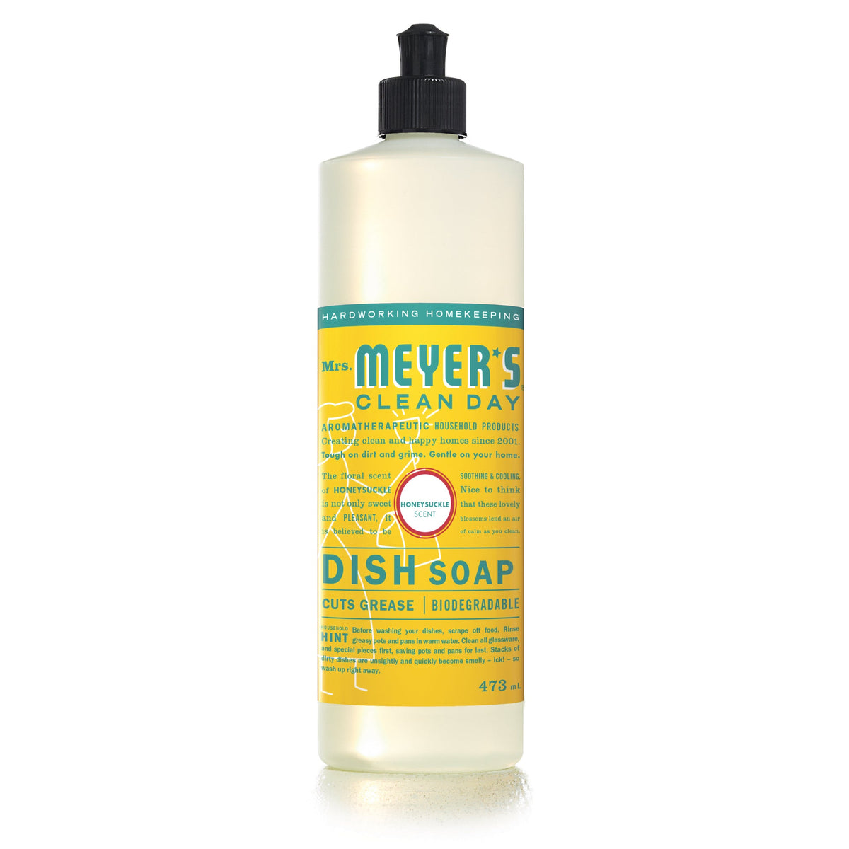 Mrs. Meyer's Clean Day Liquid Dish Soap, 22 Garden Scents, 473ml - Honeysuckle