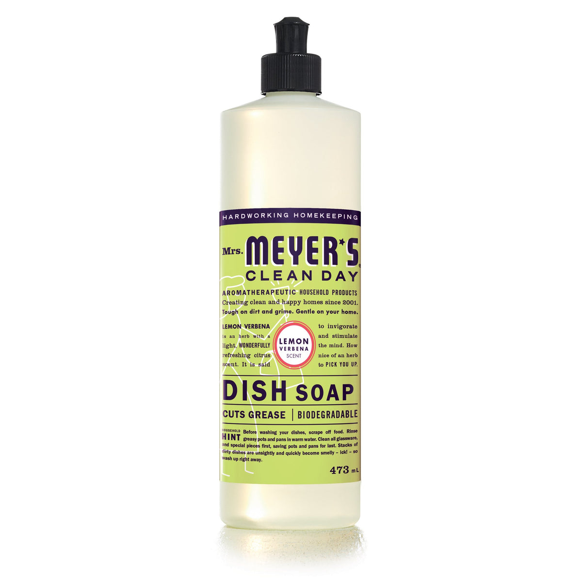 Mrs. Meyer's Clean Day Liquid Dish Soap, 22 Garden Scents, 473ml - Lemon Verbena