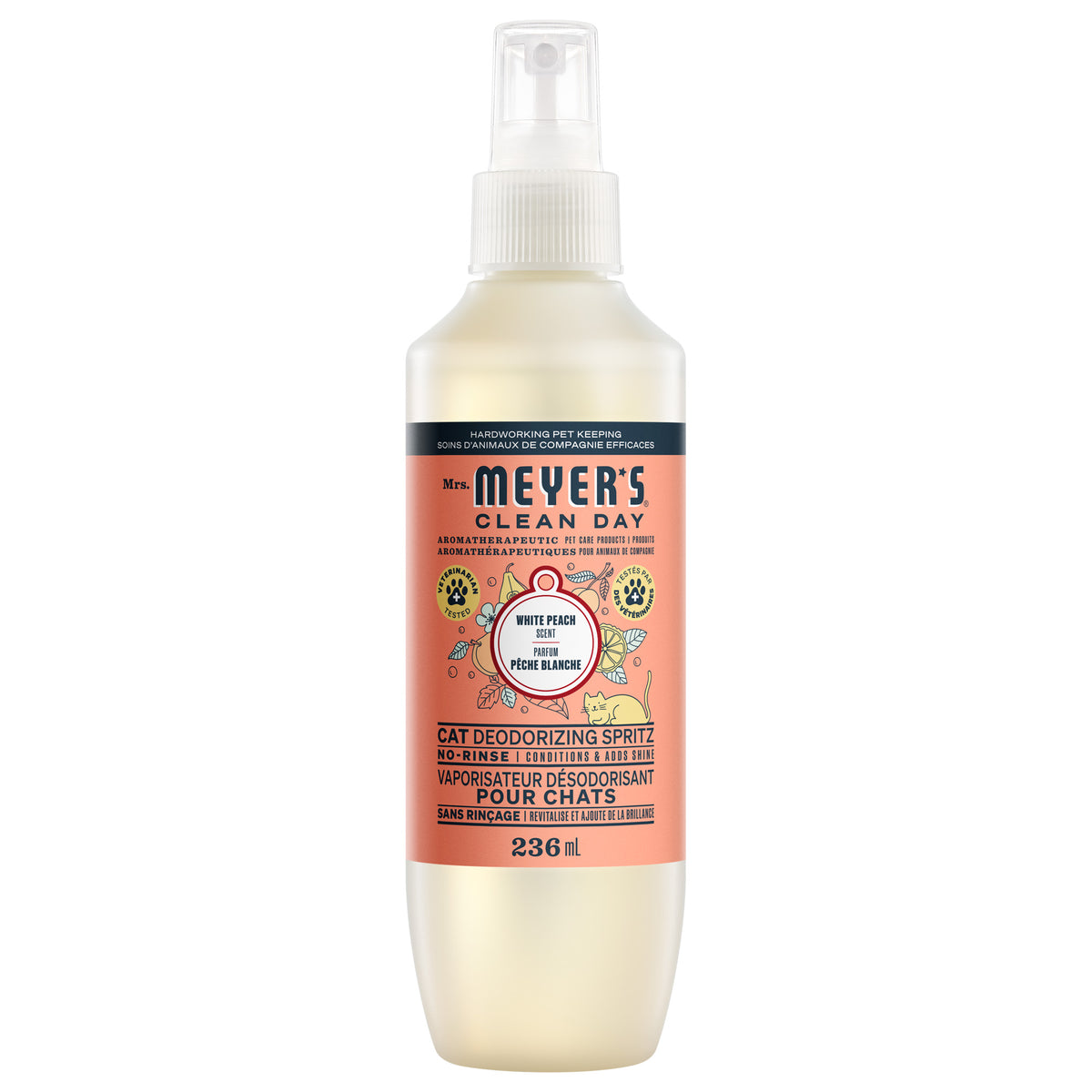 Mrs. Meyer's Clean Day Cat Deodorizing Spritz, White Peach or Sweet Chamomile, 236ml - White Peach