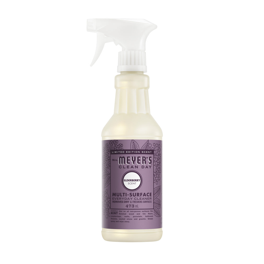 Mrs. Meyer's Clean Day Multi-Surface Everyday Cleaner Spray, 22 Garden Scents, 473ml - Elderberry