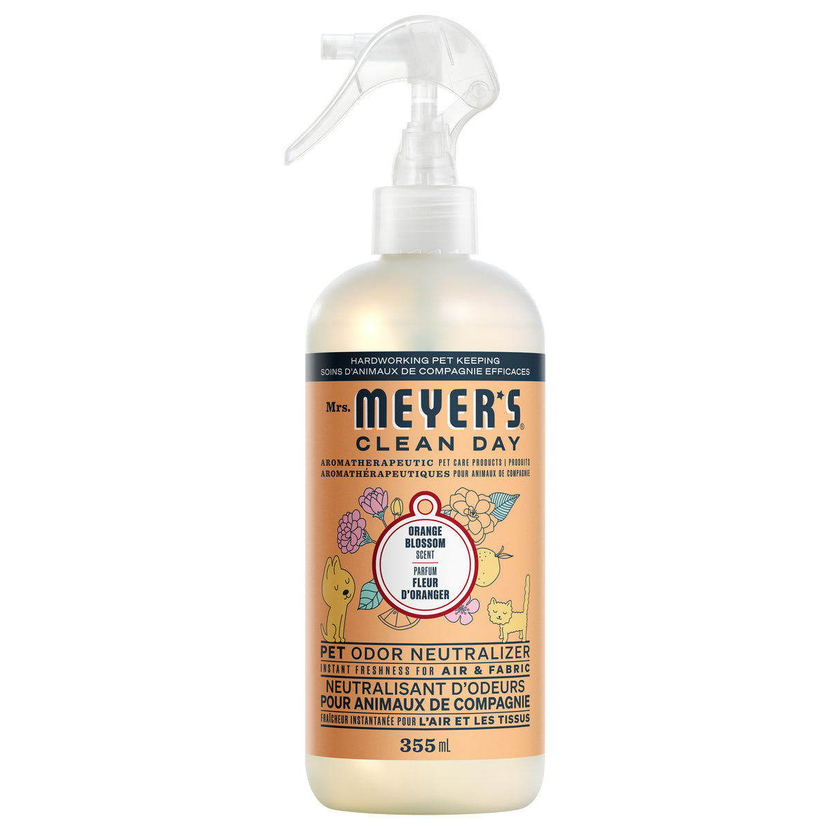 Mrs. Meyer's Clean Day Pet Odor Neutralizer Spray for Air and Fabrics, Orange Blossom or Coconut Leaf, 355ml - Orange Blossom