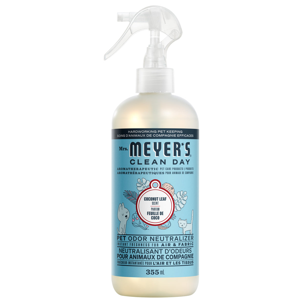 Mrs. Meyer's Clean Day Pet Odor Neutralizer Spray for Air and Fabrics, Orange Blossom or Coconut Leaf, 355ml - Coconut Leaf