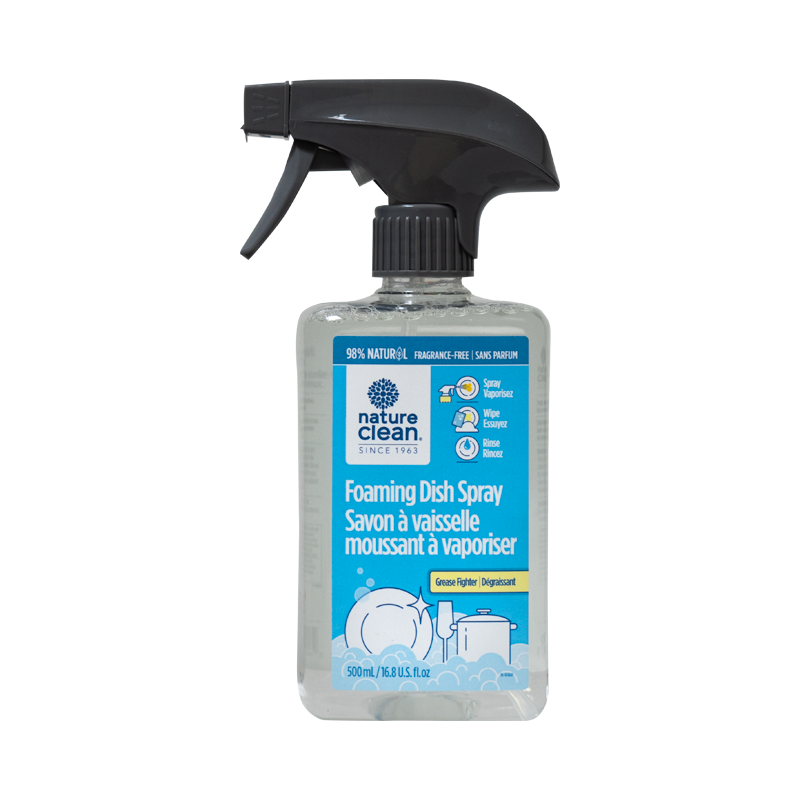Nature Clean Foaming Dish Spray, Grease Cutting, Fragrance Free, 500ml