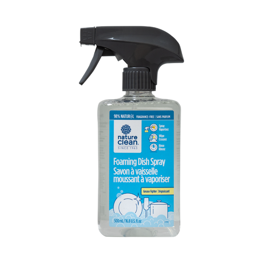 Nature Clean Foaming Dish Spray, Grease Cutting, Fragrance Free, 500ml