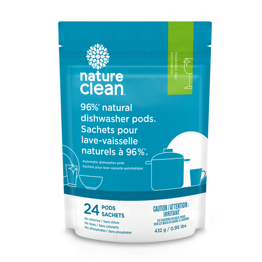 Nature Clean Automatic Dishwasher Pods with Enzymes and Oxygen Bleach, Chlorine Free, 24-60 Pods - 24 Pods