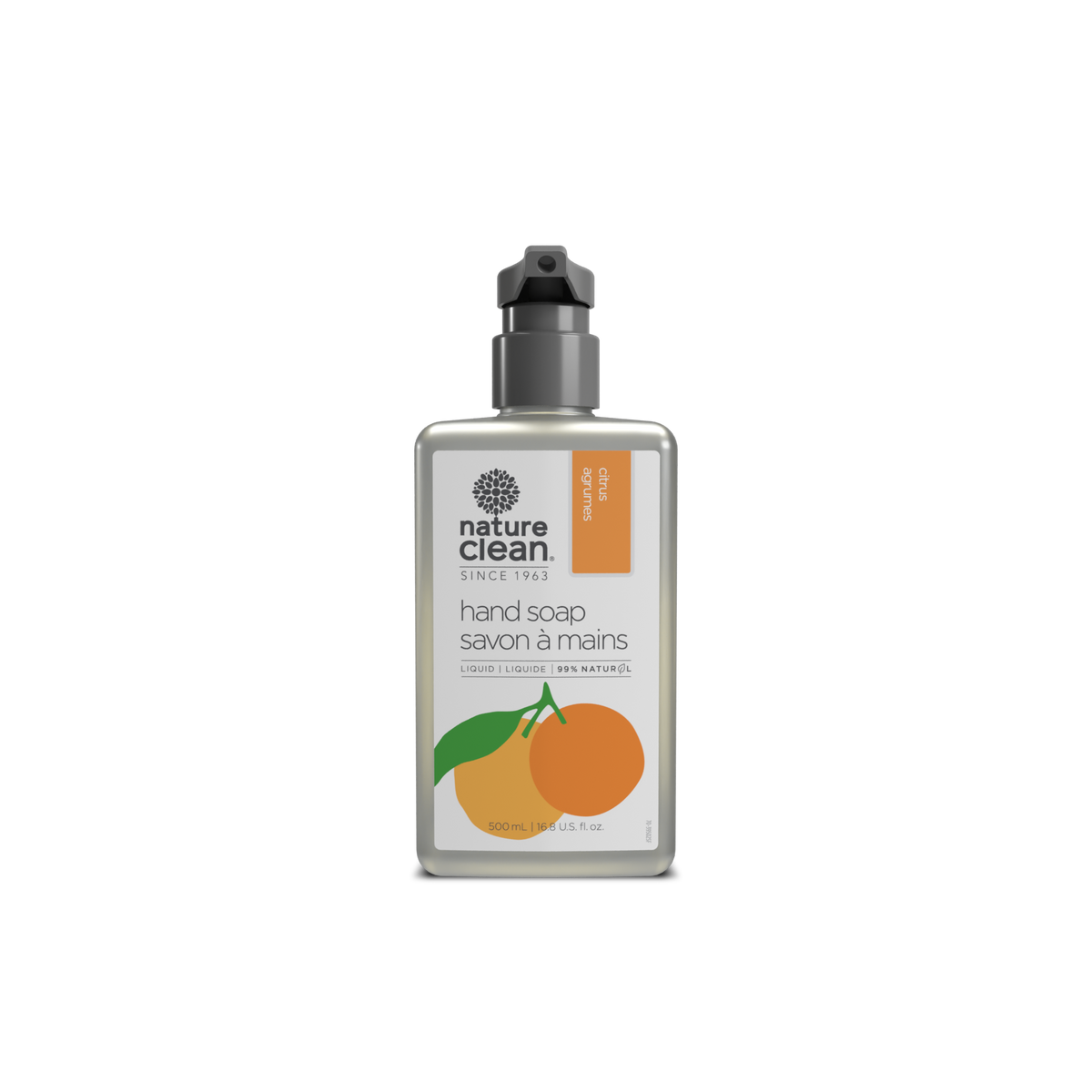 Nature Clean Liquid Hand Soap with Glycerin, Fragrance Free, Citrus or Sweet Pea Lemon Balm, 500ml - Citrus