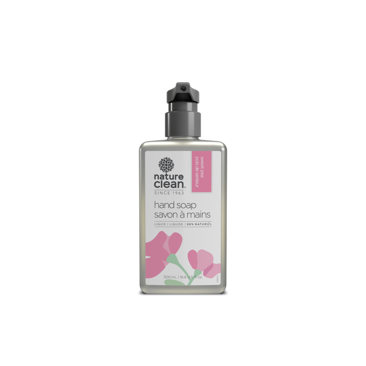 Nature Clean Liquid Hand Soap with Glycerin, Fragrance Free, Citrus or Sweet Pea Lemon Balm, 500ml - Sweet Pea Lemon Balm