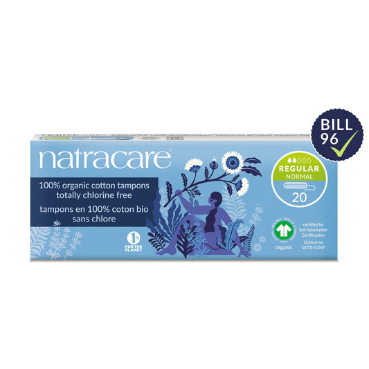Natracare Organic Cotton Tampons, Non-Applicator, Regular, Super or Super Plus, 10 or 20 Tampons - Regular / 20 Tampons
