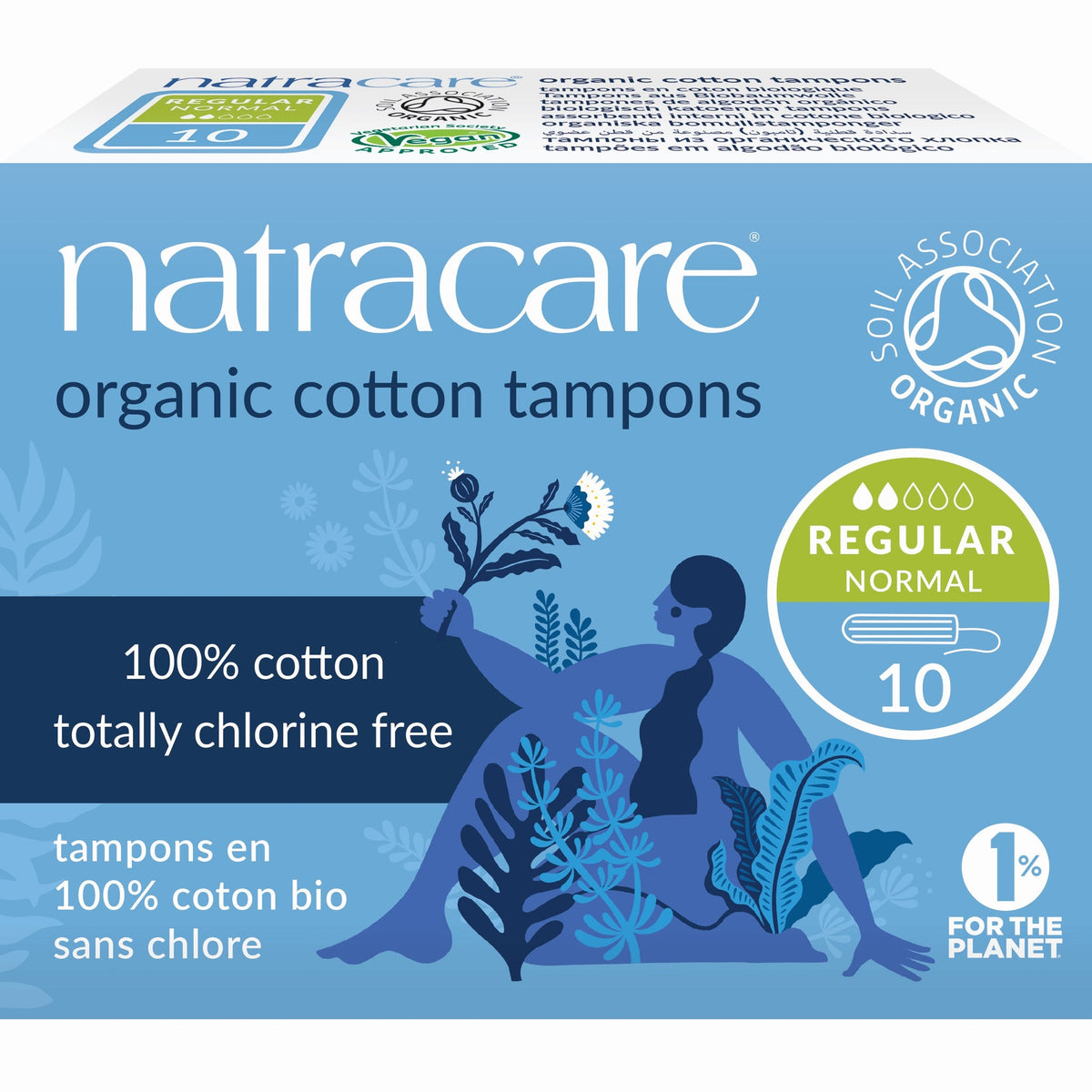 Natracare Organic Cotton Tampons, Non-Applicator, Regular, Super or Super Plus, 10 or 20 Tampons - Regular / 10 Tampons