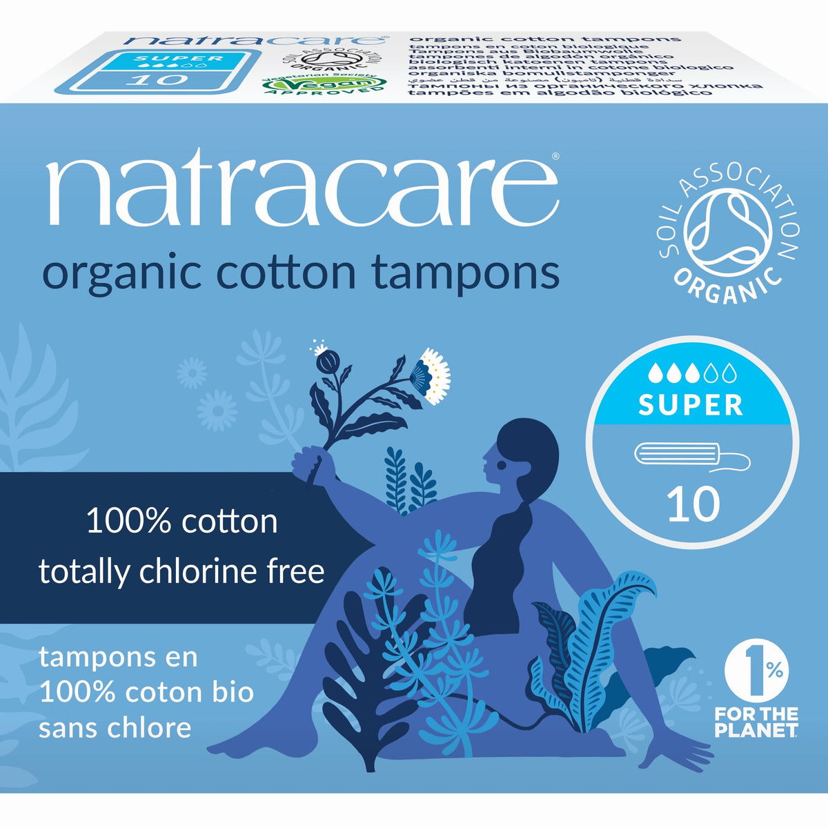 Natracare Organic Cotton Tampons, Non-Applicator, Regular, Super or Super Plus, 10 or 20 Tampons - Super / 10 Tampons