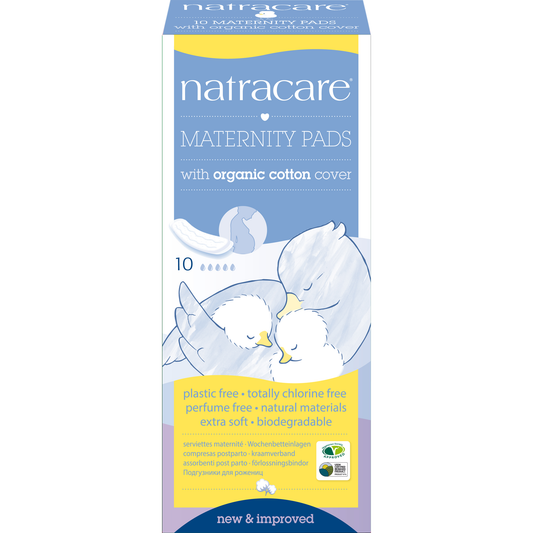 Natracare New Mother Maternity Pads with Organic Cotton Cover, 10 Pads