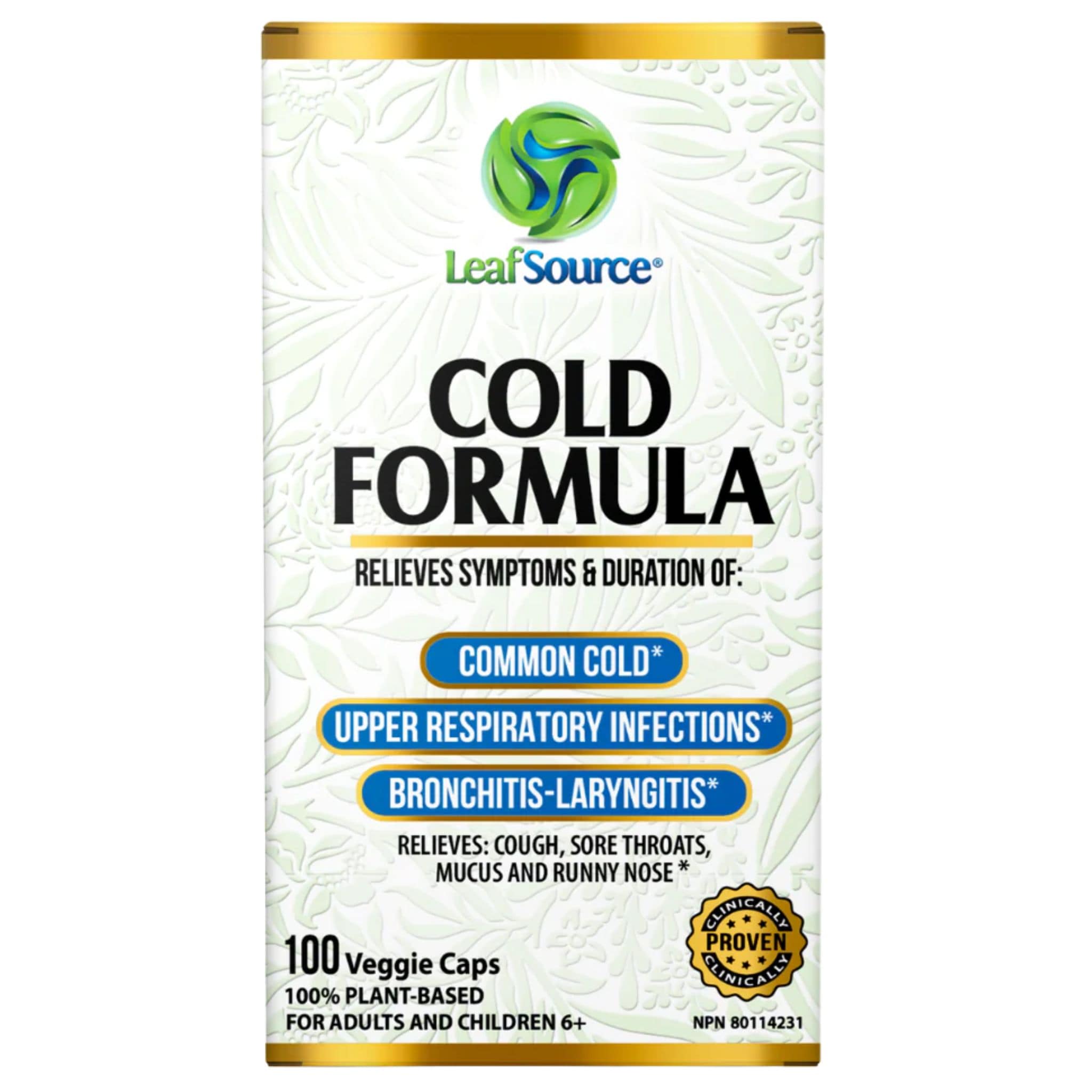 Cold Complete Formula Caplets Leaf Source Cold Formula, 100 Vegetable Capsules
