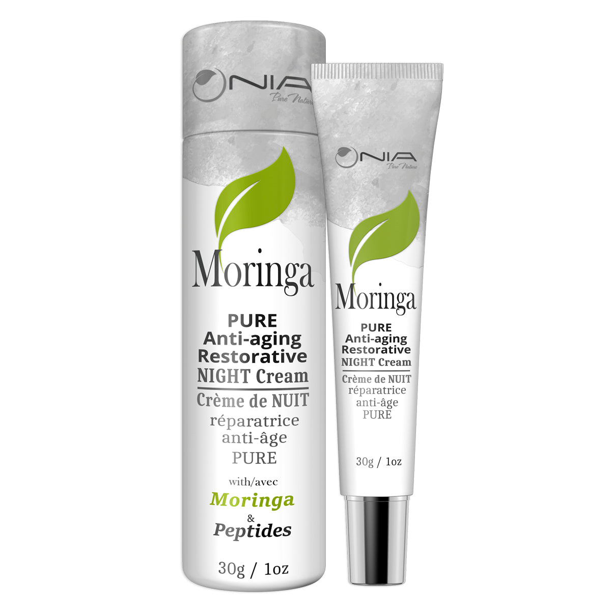 Nia Pure Nature Moringa Anti-Aging Restorative Night Cream with Organic Moringa Oil and Peptides, 30g