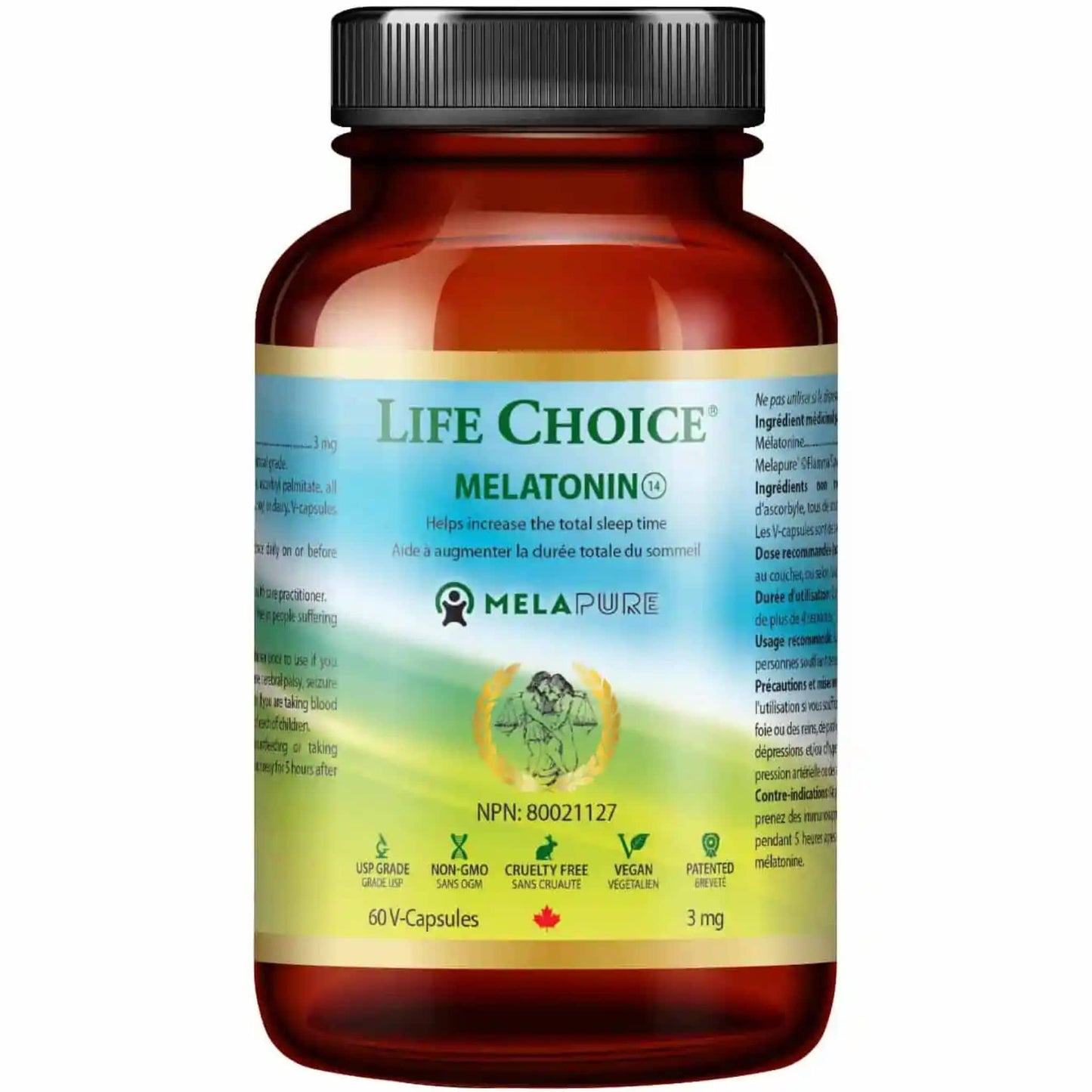 60 V-Capsules | Life Choice Melatonin 3 mg