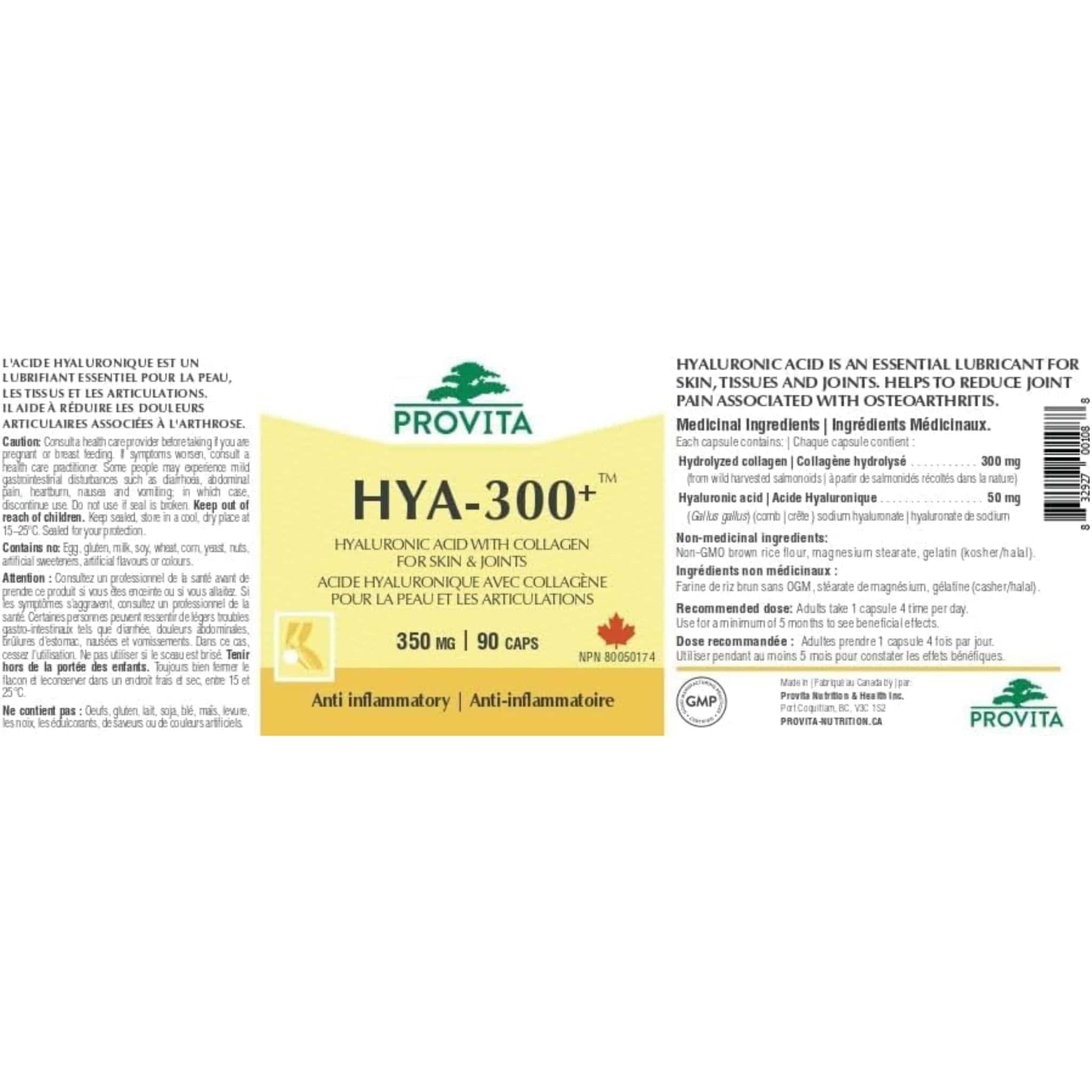 90 Capsules | Provita Nutrition HYA-300+ 350 mg