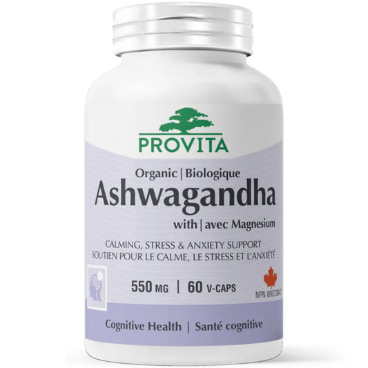 60 Vegetable Capsules | Provita Nutriion Organic Ashwagandha with Magnesium 550 mg