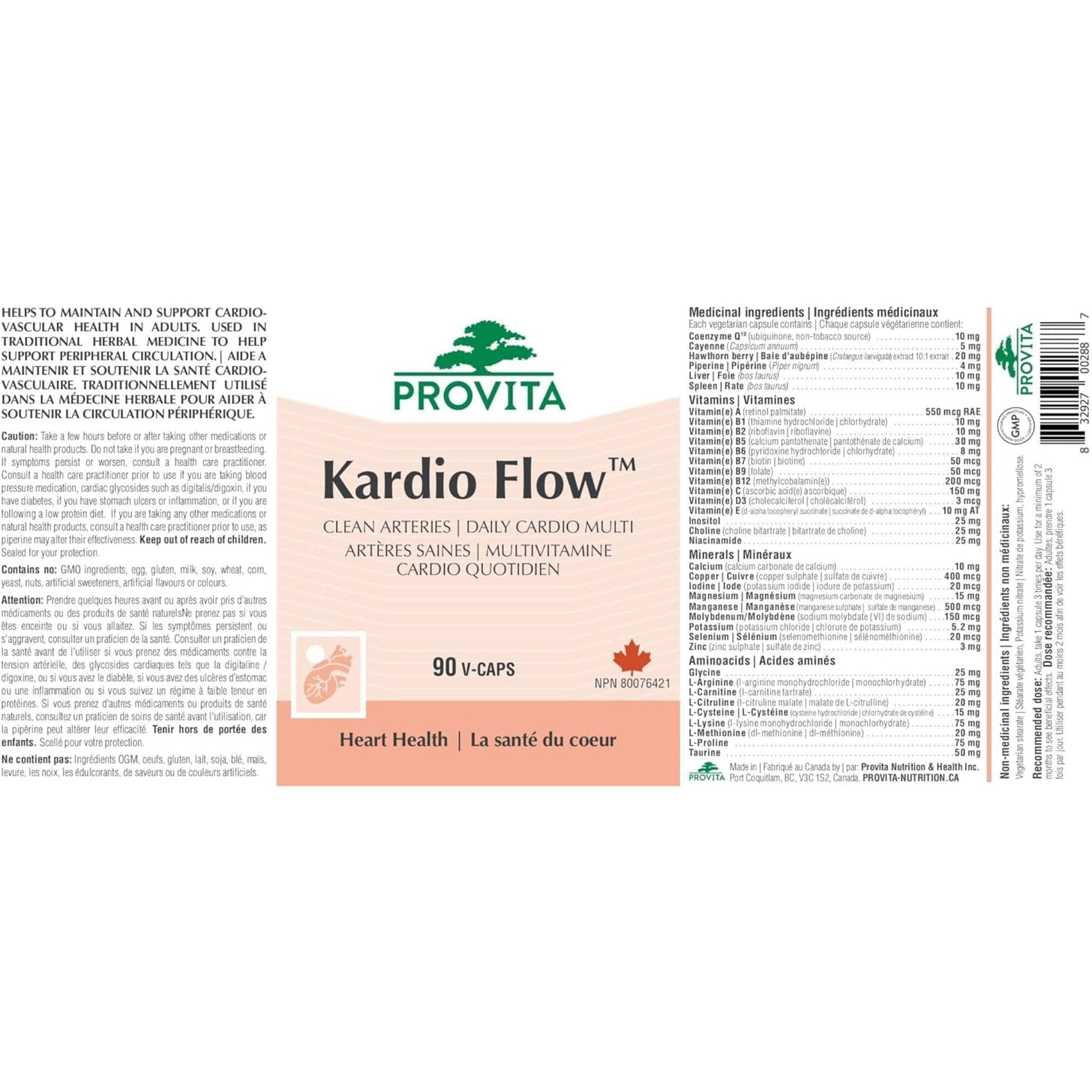 90 Vegetable Capsules | Provita Nutrition Kardio Flow