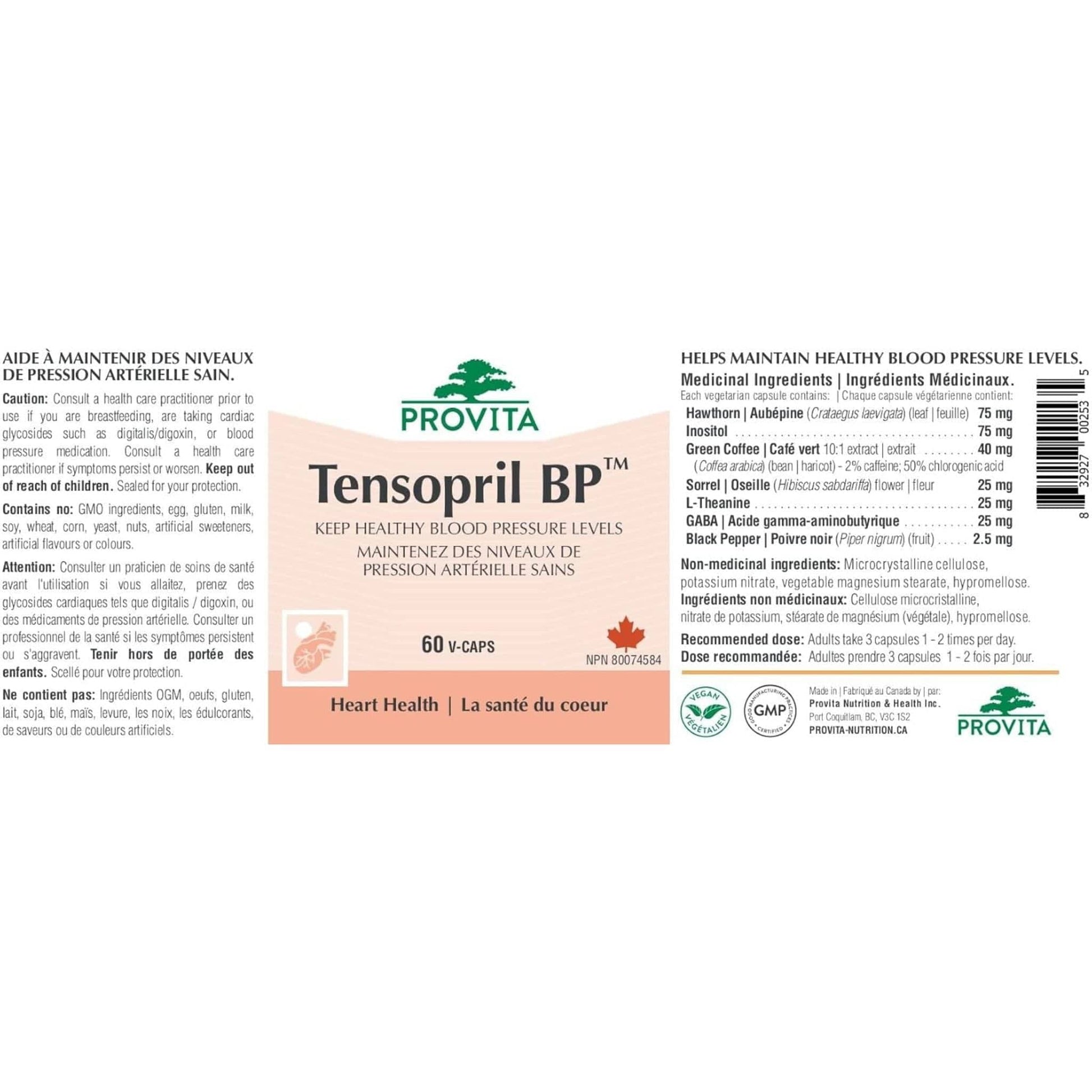 60 Vegetable Capsules | Provita Nutrition Tensopril BP