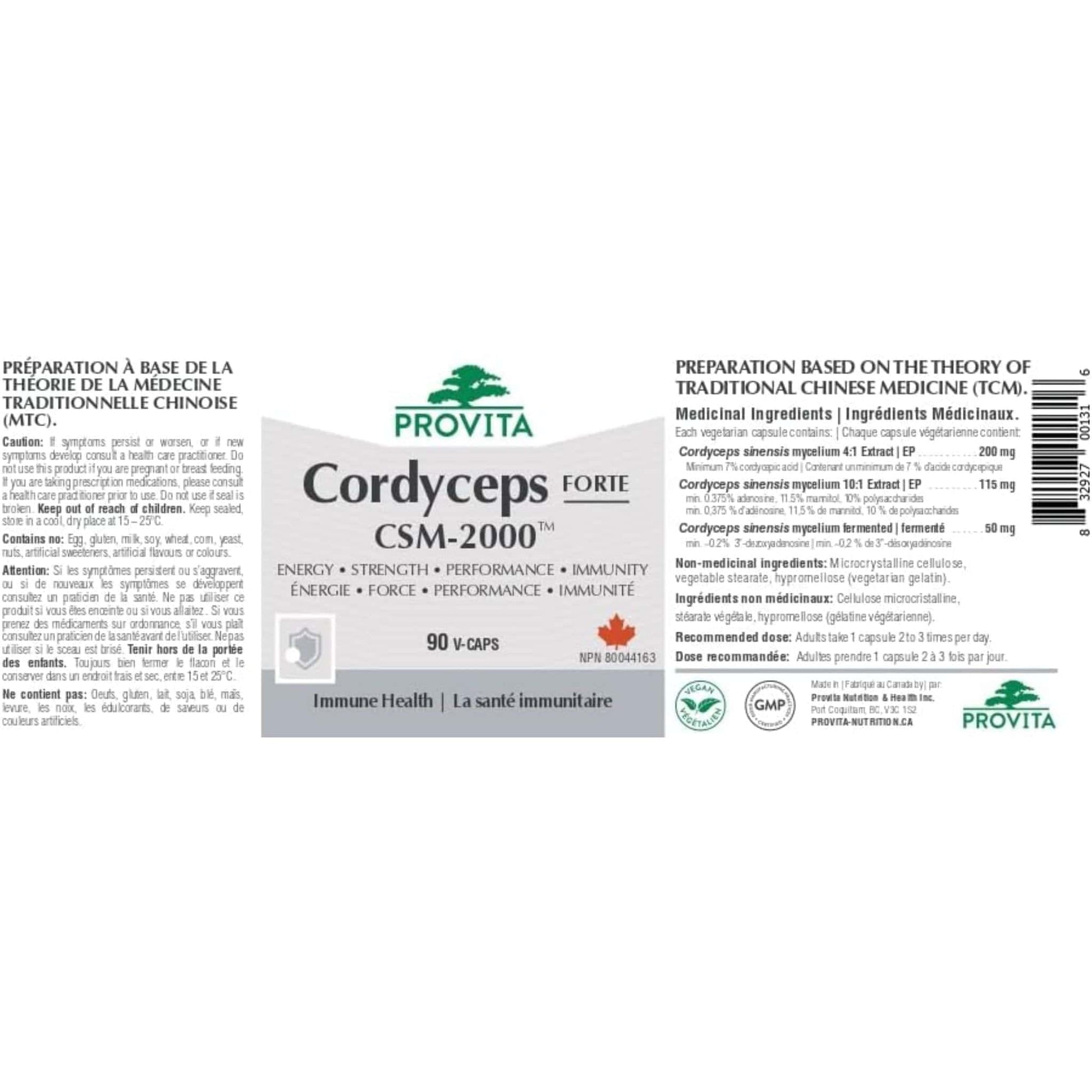 90 Vegetable Capsules | Provita Nutrition COrdyceps Forte CSM-2000