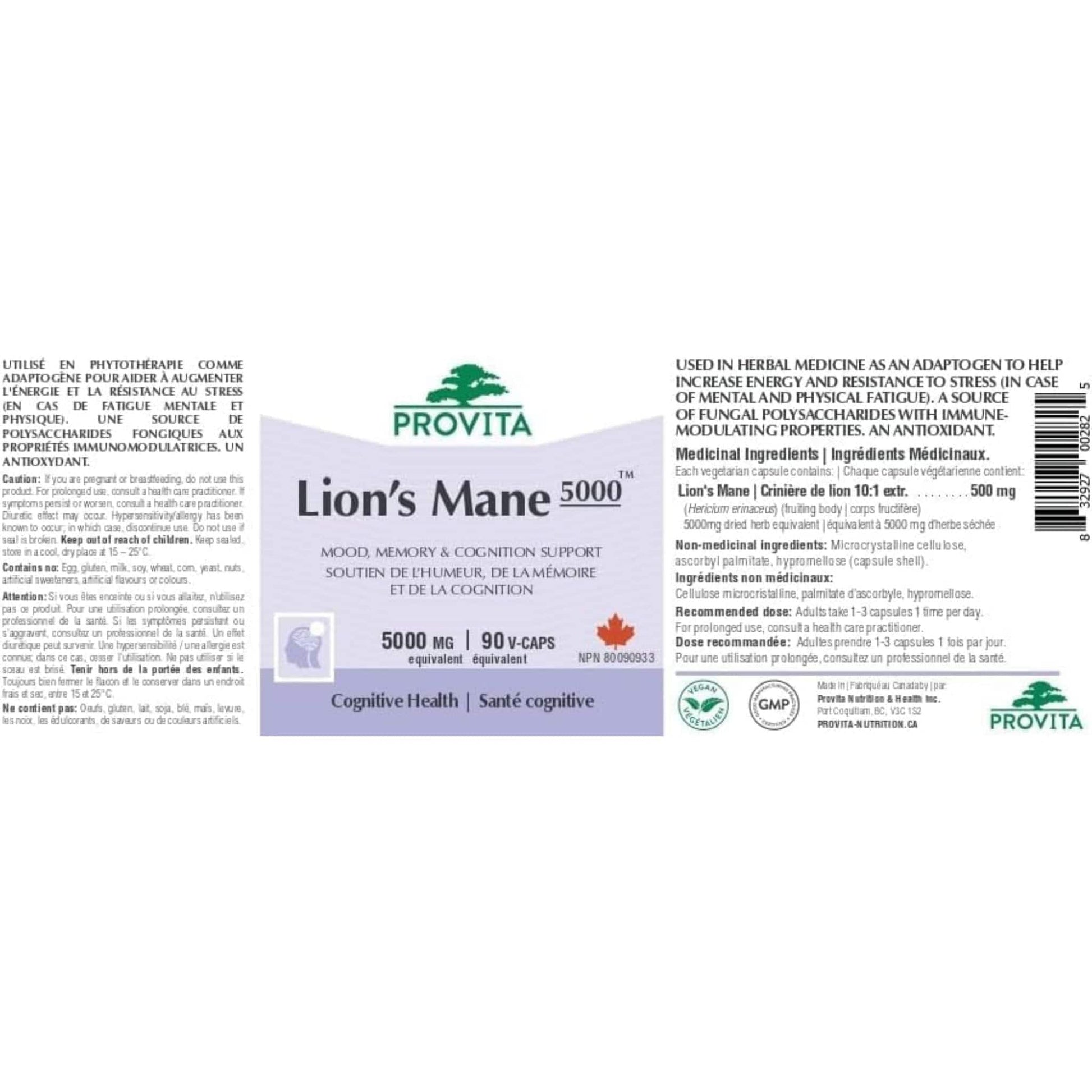 90 Vegetable Capsules | Provita Nutrition Lion's Mane 5000 mg