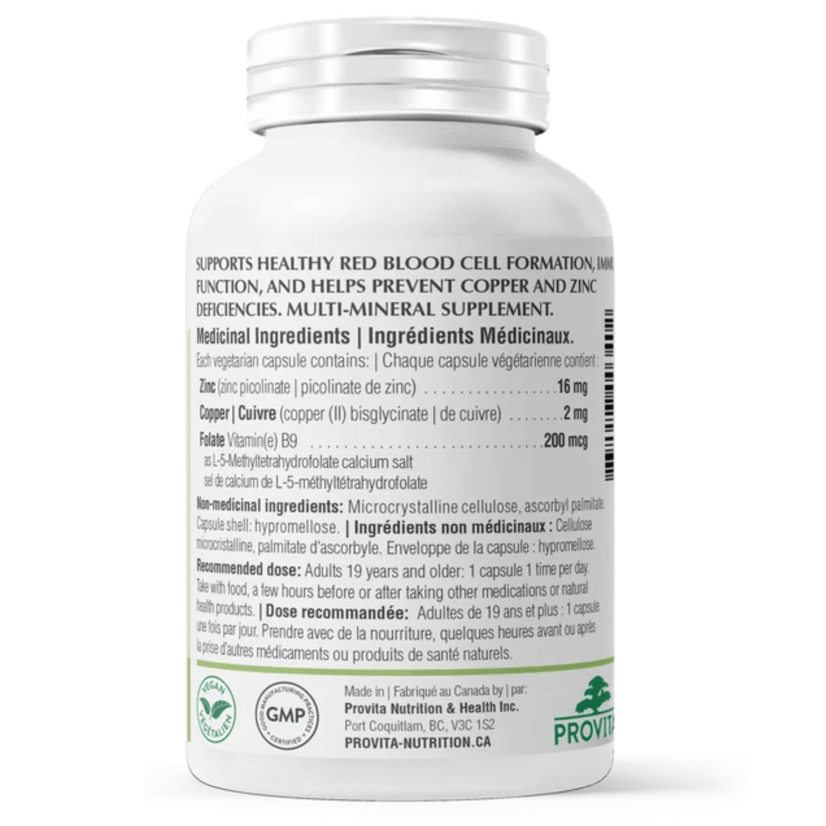 90 Vegetable Capsules | Provita Copper Zinc Balance