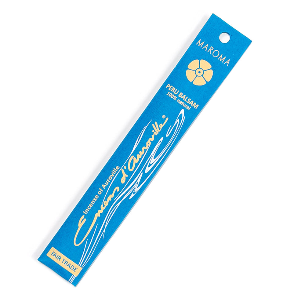 Maroma Premium Stick Incense, Encens d'Auroville, 28 Scents, 10 Sticks - Peru Balsam