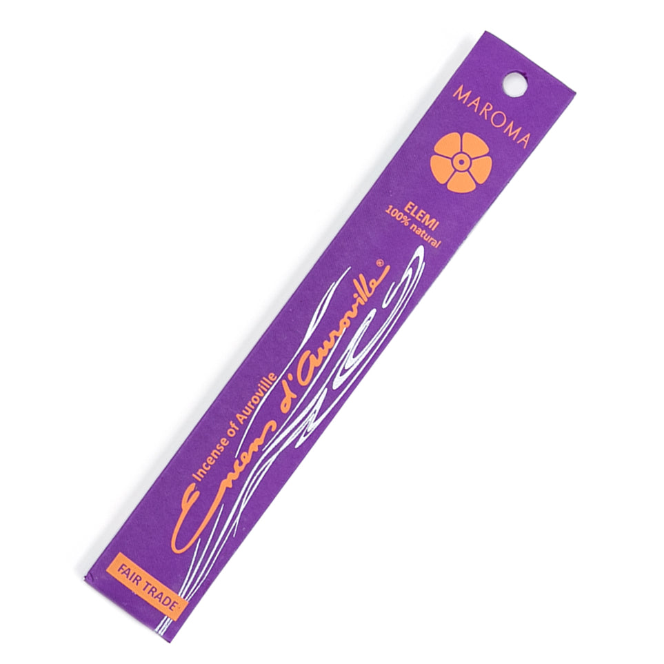 Maroma Premium Stick Incense, Encens d'Auroville, 28 Scents, 10 Sticks - Elemi