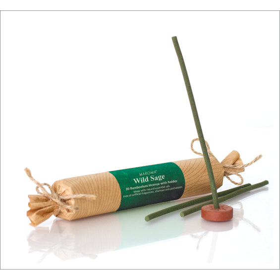 Maroma Bambooless Incense with Holder, 5 Scents, 20 Sticks - Wild Sage