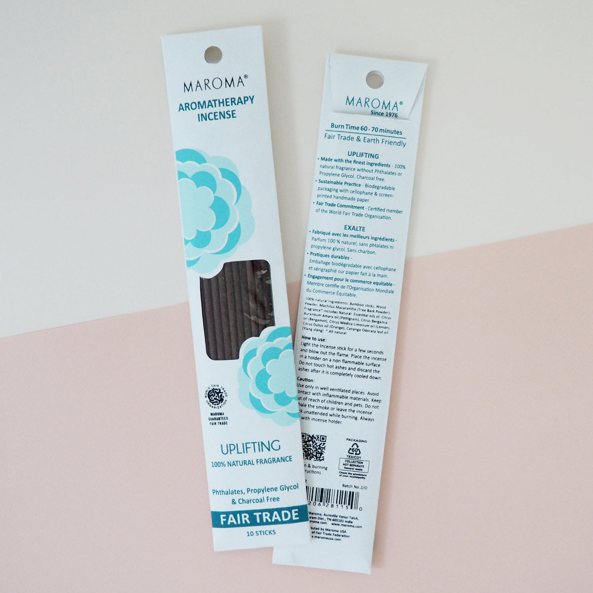 Maroma Aromatherapy Incense, Essential Oil Blends, Recharge, Uplifting, Stress Away or Clear Mind, 10 Sticks - Uplifting