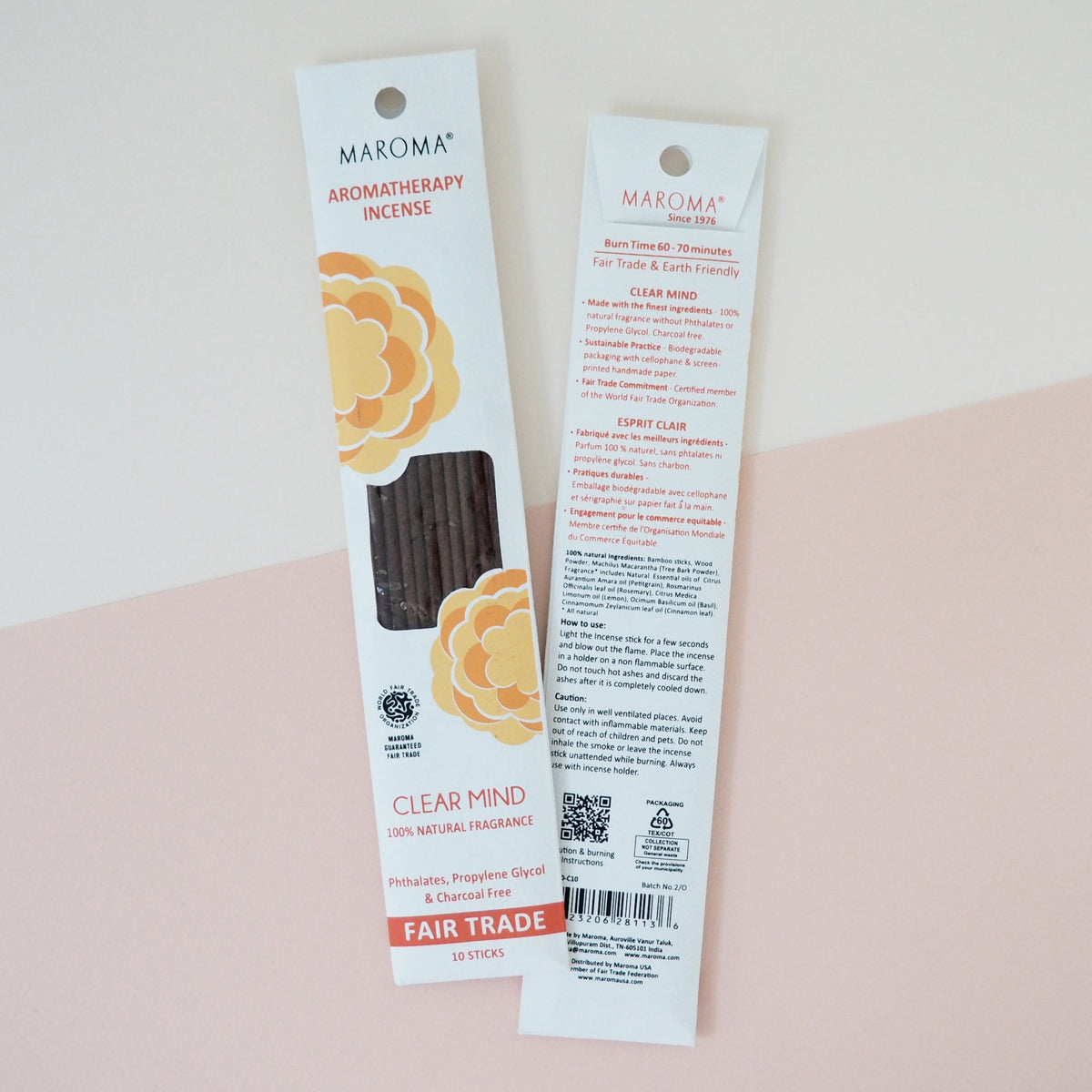 Maroma Aromatherapy Incense, Essential Oil Blends, Recharge, Uplifting, Stress Away or Clear Mind, 10 Sticks - Clear Mind
