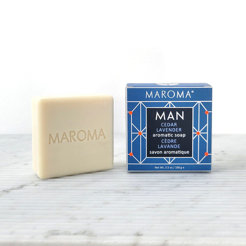Maroma Grooming Collection Bar Soap for Men, Triple Milled, 100g - Cedar Lavender