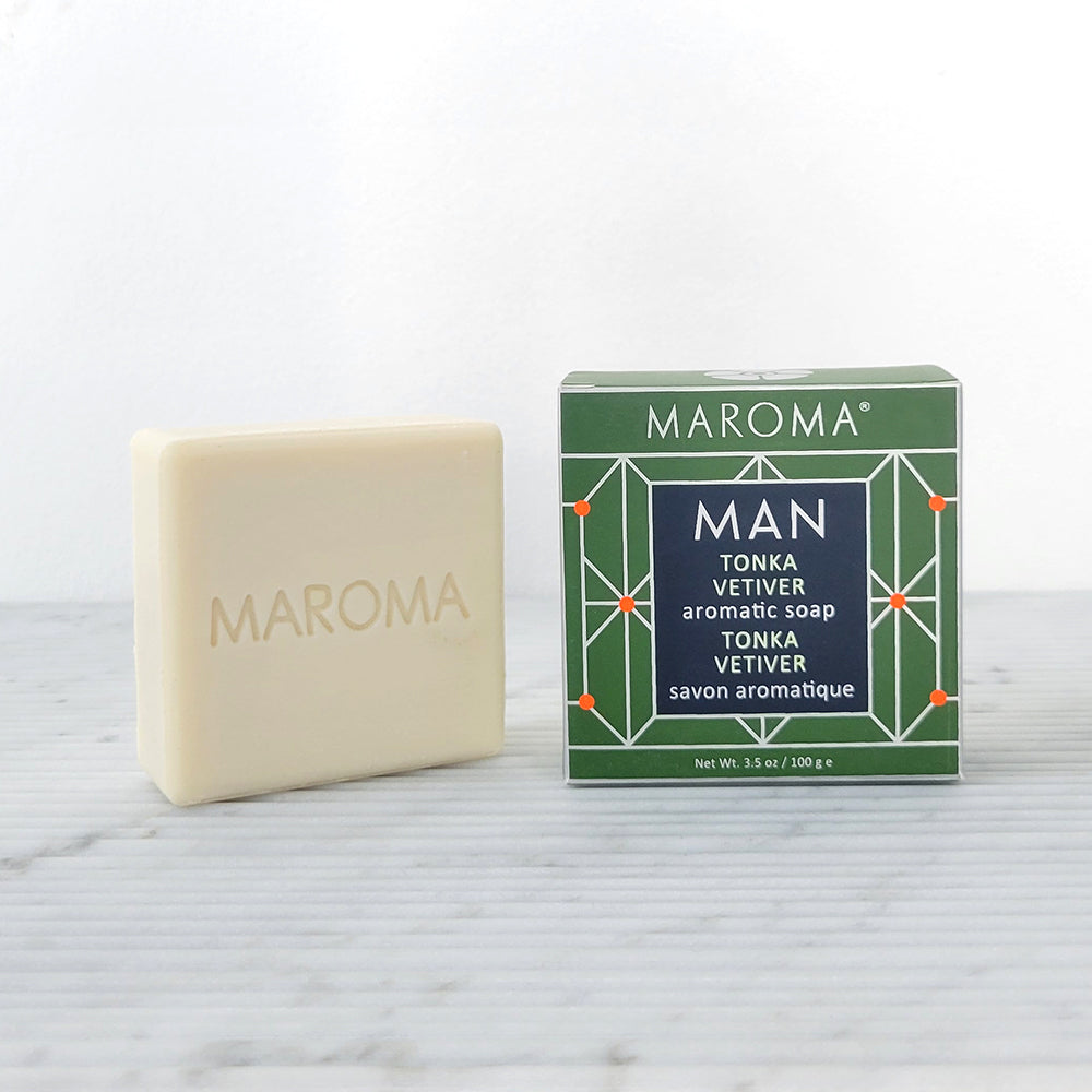 Maroma Grooming Collection Bar Soap for Men, Triple Milled, 100g - Tonka Vetiver