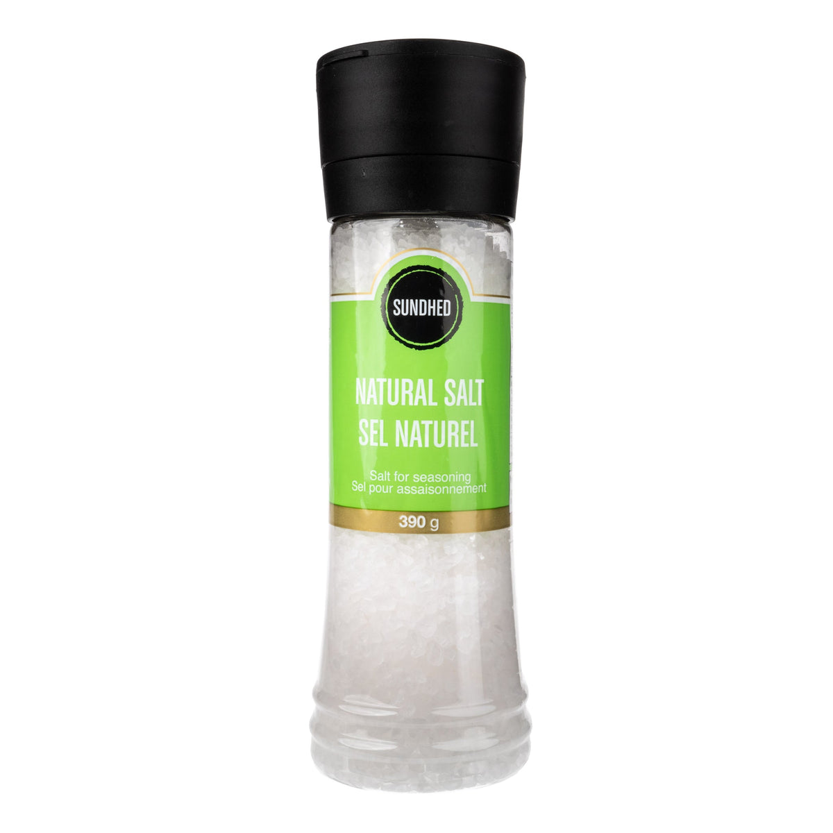 Sundhed Himalayan Salt Coarse Grinder 390g, Pink, Natural White or Kala Namak Black Salt, Kosher - Natural White