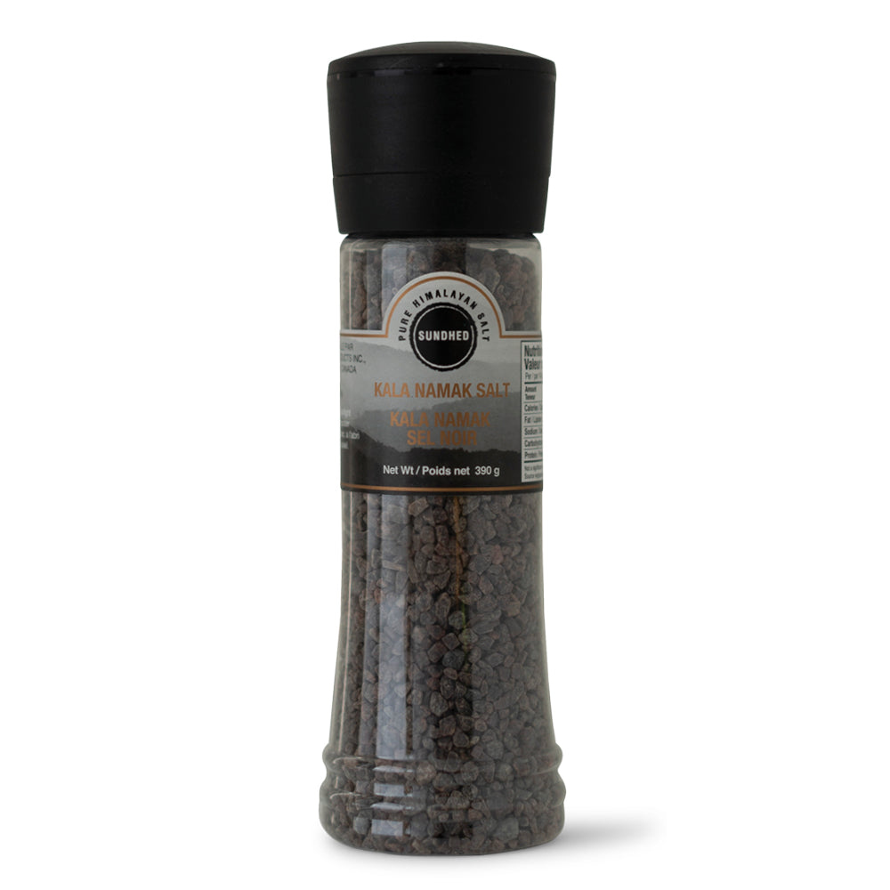 Sundhed Himalayan Salt Coarse Grinder 390g, Pink, Natural White or Kala Namak Black Salt, Kosher - Kala Namak (Black)