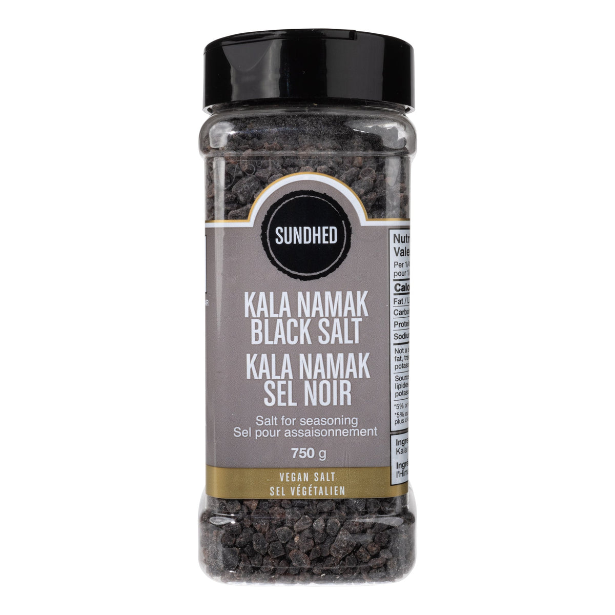 Sundhed Kala Namak Indian Black Salt 750g Jar, Himalayan Black Salt, Fine or Coarse Grain, Kosher - Coarse