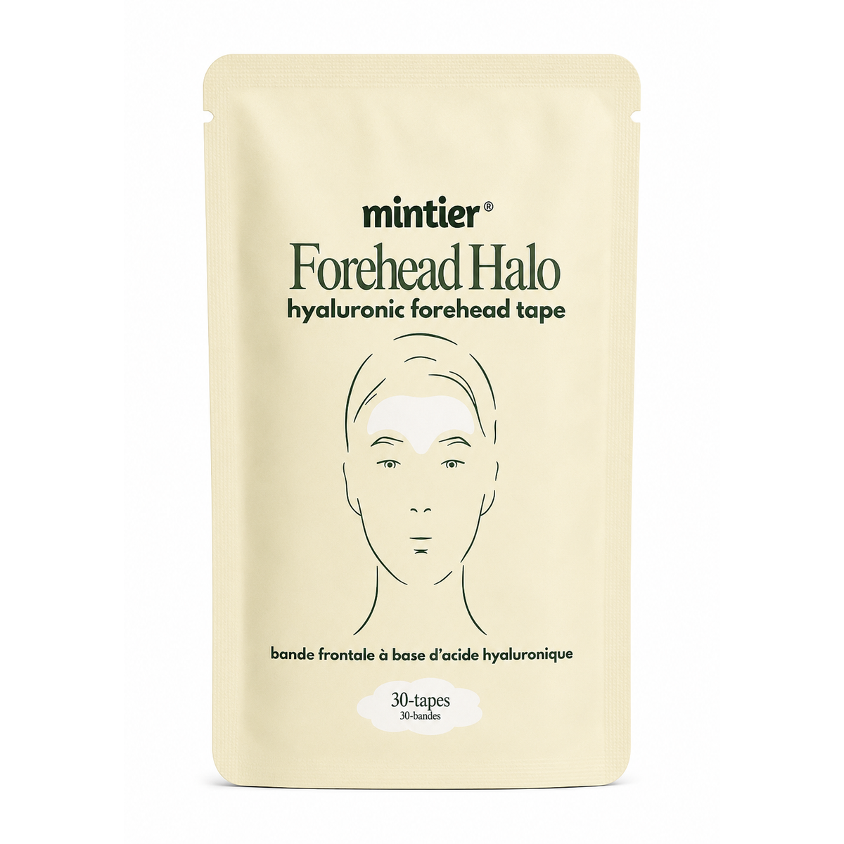 Mintier Forehead Halo Face Tape, Contoured Overnight Forehead Patch, Collagen or Hyaluronic Acid, 30 Count - Hyaluronic Acid