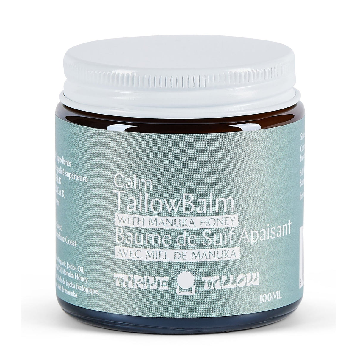 Thrive Tallow Tallow Balm with Grass-Fed Australian Tallow and Organic Jojoba, Bare (Unscented) or Calm (Chamomile and Manuka Honey), 100ml - Calm (Chamomile and Manuka Honey)